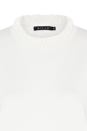 Micha - Finstrik Bluse Med Detaljer - Chiffonmesh Ærmer - Off White