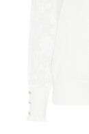 Micha - Finstrik Bluse Med Detaljer - Chiffonmesh Ærmer - Off White