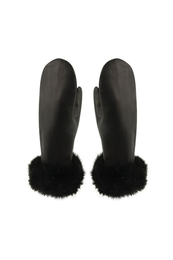 MJM - Mitten Fur Cuff Leather/faux - Luffer - Black