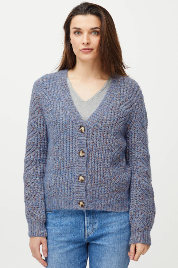 Pulz - PZBARRY Cardigan - Strik - Blue Bonnet