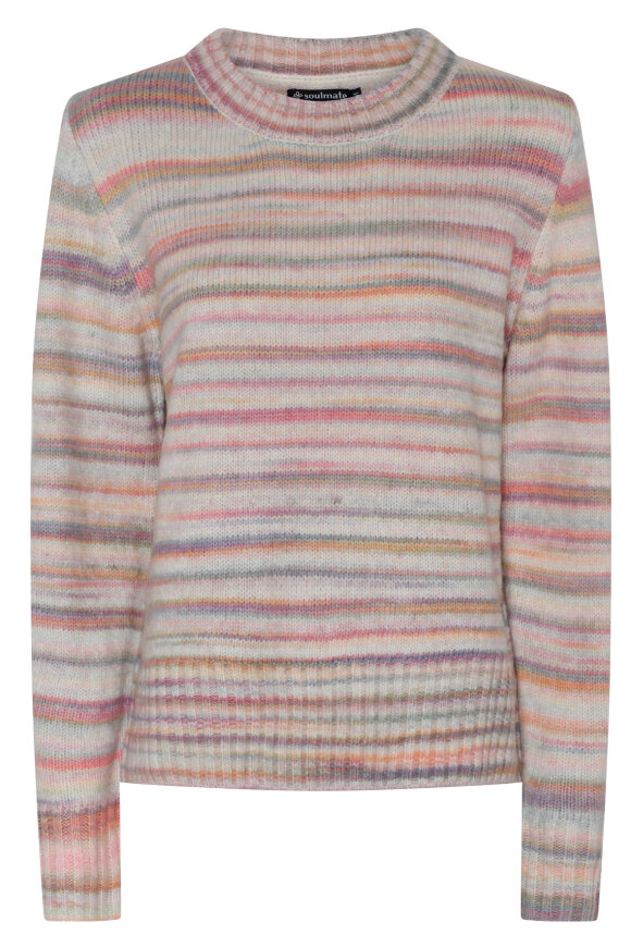 Soulmate - Pusle 2 - Stribet Pullover Strik - Rose