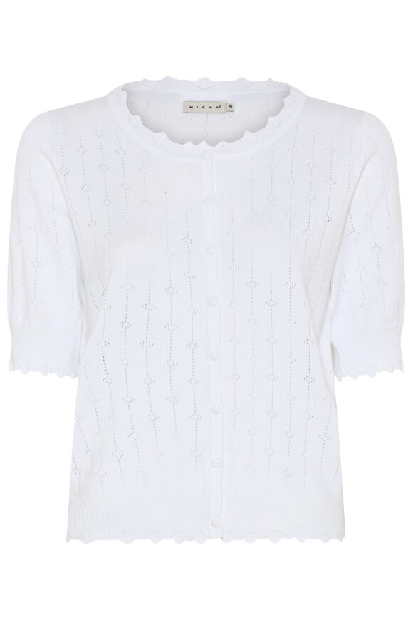 Micha - Kortærmet Hulstrik Cardigan - Bright White