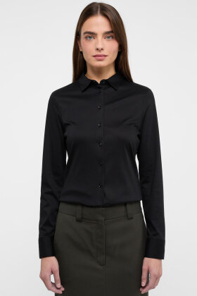 Eterna - Klassisk Jersey Skjorte - Fitted - Sort