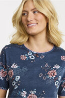Damella - Blomstret Natkjole - Knælang m/Blomsterprint - Steel Blue
