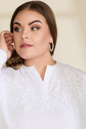 No.1 by OX - Broderet Bluse - Hvid