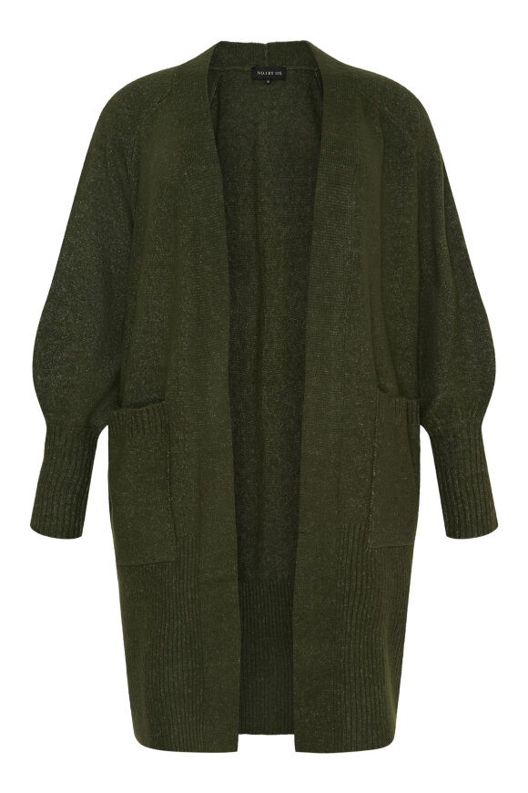No.1 by OX - Lang Strik Cardigan - Ballonærmer - Grøn