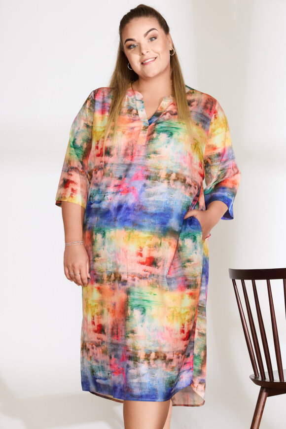 No.1 by OX - Multifarvet Chiffon Kjole - Multicolor