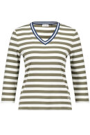 Gerry Weber - T-shirt - Stribet V-hals -Khaki