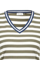 Gerry Weber - T-shirt - Stribet V-hals -Khaki