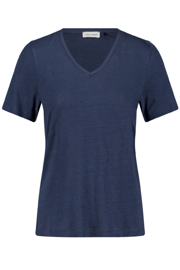 Gerry Weber - T-shirt - Viskose & Hør - Mørkeblå