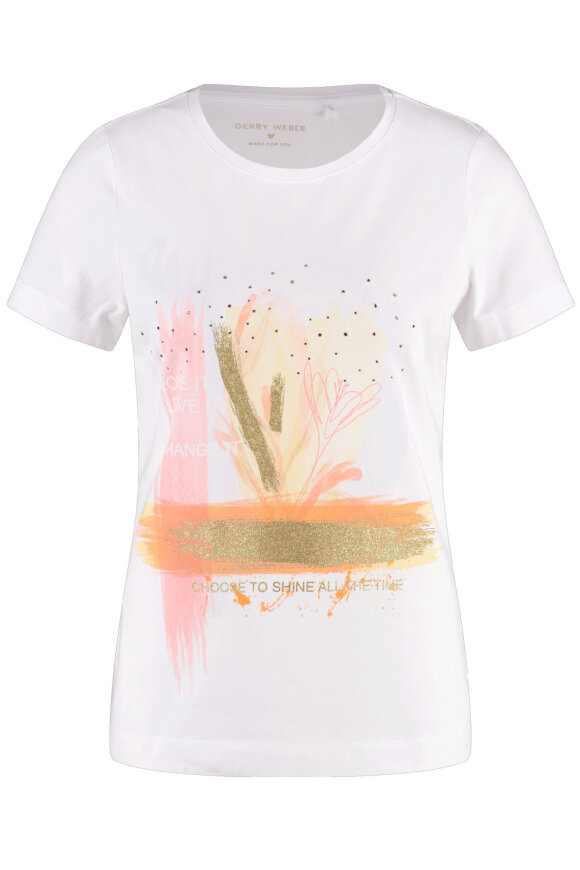 Gerry Weber - T-shirt - Sødt Print - Hvid