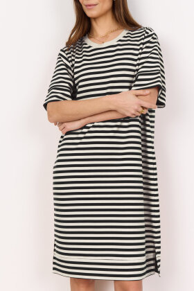 SoyaConcept - SC-Barni 34 - Stribet Kjole - Sweatkvalitet - Sort