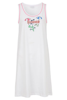 Damella - Ærmeløs Print Natkjole - Loungewear - Hvid
