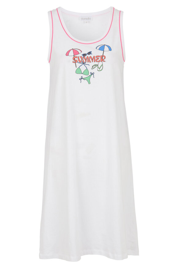 Damella - Ærmeløs Print Natkjole - Loungewear - Hvid
