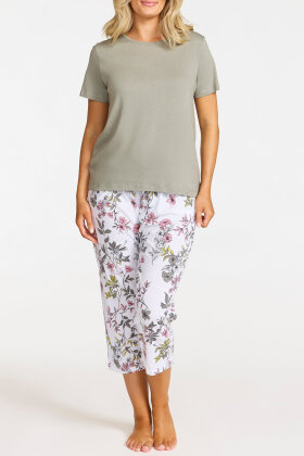 Damella - Pyjamas - Blomster Print - Khaki
