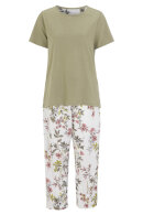 Damella - Pyjamas - Blomster Print - Khaki