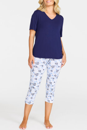 Damella - Pyjamas - Flora Print - Blå