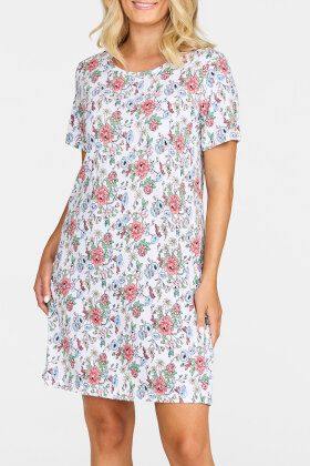 Damella - Natkjole - Blomstret Print - Rød