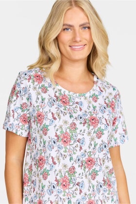Damella - Natkjole - Blomstret Print - Rød