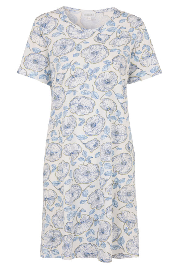 Damella - Natkjole - Blomstret Print - Blå