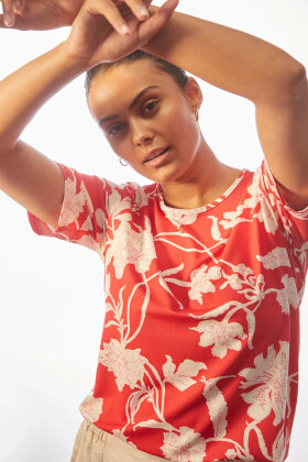 Elton - ETElin - Tropisk Print T-shirt - Rød