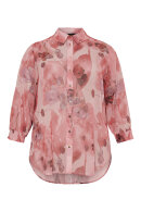 No.1 by OX - Lang Skjorte - Guld Print & Chiffon - Pink