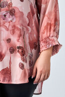 No.1 by OX - Lang Skjorte - Guld Print & Chiffon - Pink