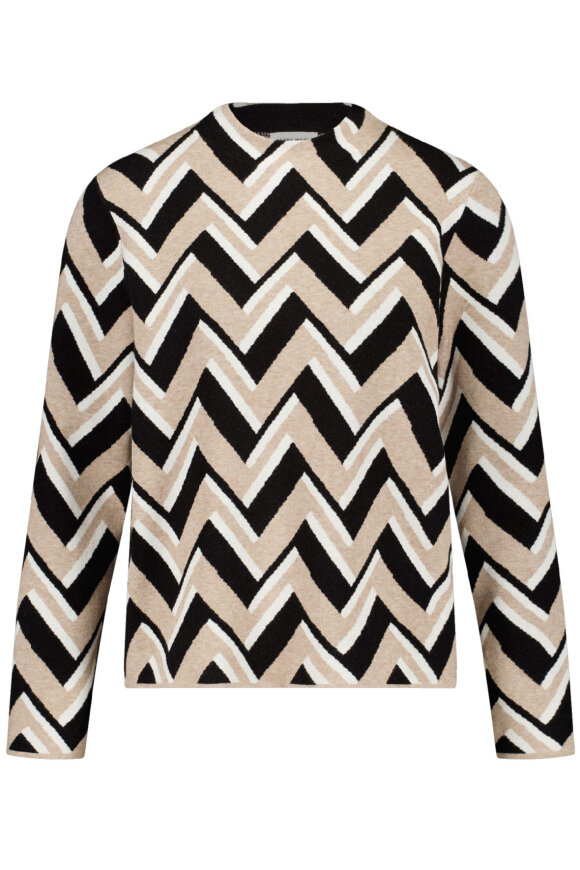 Gerry Weber - Mønstret Strik Pullover - ZigZag - Sort 