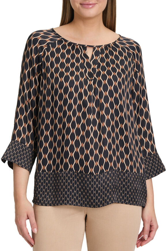 Betty Barclay - Print Bluse - Satin Viskose - Sort
