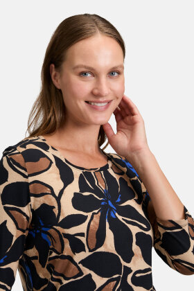 Betty Barclay - T-shirt Blomstret Print - Sort Blå