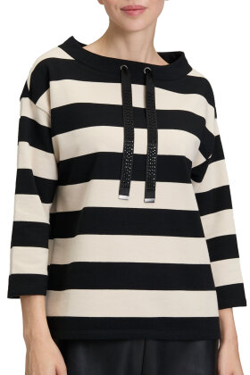 Betty Barclay - Sweatshirt - Blokstriber - Sort