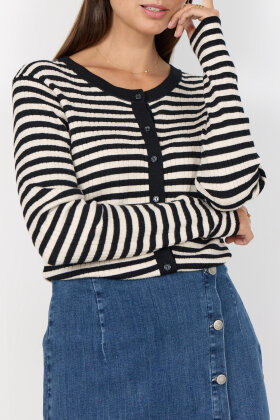 SoyaConcept - SC-Vana 2 - Stribet Ribstrik Cardigan - Sort
