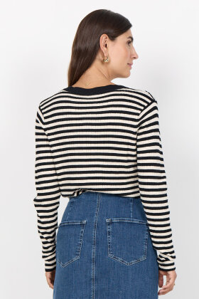 SoyaConcept - SC-Vana 2 - Stribet Ribstrik Cardigan - Sort