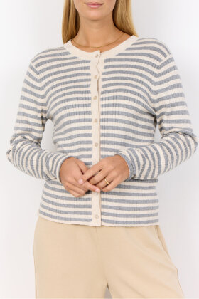SoyaConcept - SC-Vana 2 - Stribet Ribstrik Cardigan - Creme