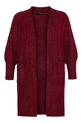 No.1 by OX - Lang Strik Cardigan - Ballonærmer - Mørkerød No.1 by OX - Lang Strik Cardigan - Ballonærmer - Mørkerød