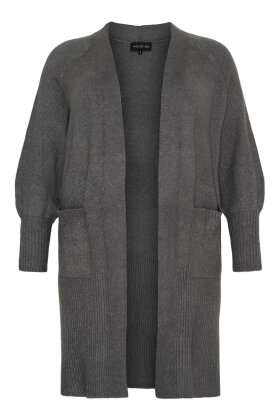 No.1 by OX - Lang Strik Cardigan - Ballonærmer - Grå No.1 by OX - Lang Strik Cardigan - Ballonærmer - Grå