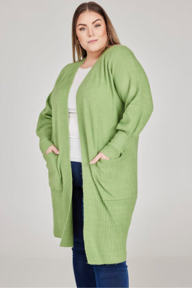 No.1 by OX - Lang Strik Cardigan - Ballonærmer - Grå No.1 by OX - Lang Strik Cardigan - Ballonærmer - Grå
