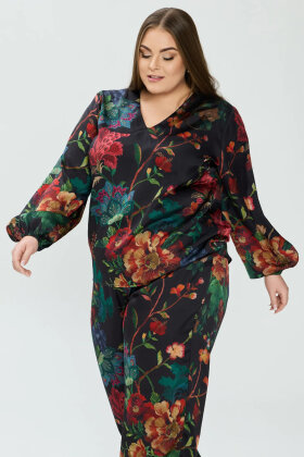 No.1 by OX - Elegant Bluse - Blomsterprint - Sort No.1 by OX - Elegant Bluse - Blomsterprint - Sort