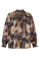 No.1 by OX - Elegant Bluse - Swirl Print - Sort & Brun