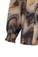 No.1 by OX - Elegant Bluse - Swirl Print - Sort & Brun