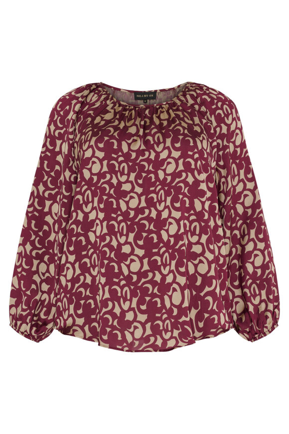 No.1 by OX - Grafisk Print Bluse - Mørkerød No.1 by OX - Grafisk Print Bluse - Mørkerød
