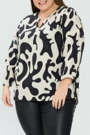 No.1 by OX - Bluse - Splatter Print - Sort