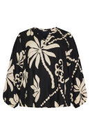 No.1 by OX - Bladprint Bluse - Sort
