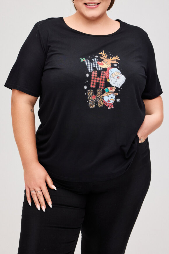 No.1 by OX - Santa T-shirt - Juletema - Sort