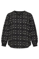 No.1 by OX - V-Hals Bluse - Sløjfeprint - Sort