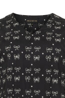 No.1 by OX - V-Hals Bluse - Sløjfeprint - Sort