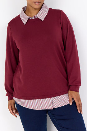 Wasabiconcept - WA-Sabina 63 Sweatshirt m/Skjortekrave - Mørkerød Wasabiconcept - WA-Sabina 63 Sweatshirt m/Skjortekrave - Mørkerød