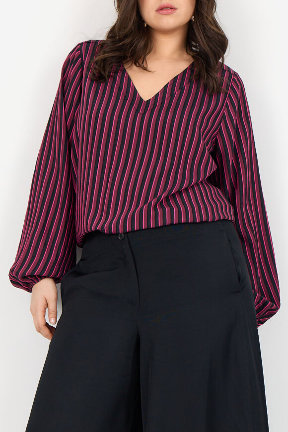 Wasabiconcept - WA-Nichole 1 - Stribet Bluse - Mørkerød Wasabiconcept - WA-Nichole 1 - Stribet Bluse - Mørkerød