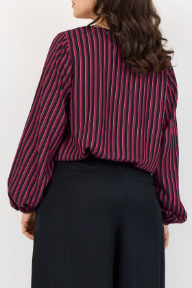Wasabiconcept - WA-Nichole 1 - Stribet Bluse - Mørkerød Wasabiconcept - WA-Nichole 1 - Stribet Bluse - Mørkerød