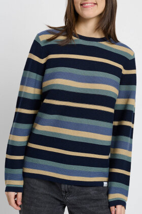 Lind - LiFaya Blokstribet Strik - Navy Lind - LiFaya Blokstribet Strik - Navy